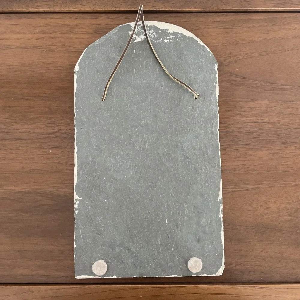 Hand Painted Slate Welcome‎ Sign Cross Country Skiing Winter Scene